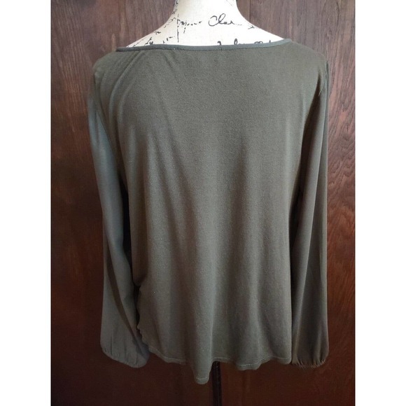 Loft Womens Medium Olive Green Twist-Front Top Blouse Business Casual Career - Picture 2 of 3